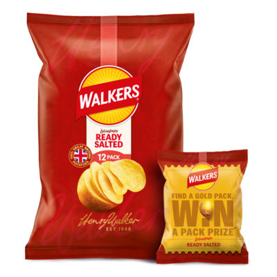Walkers Ready Salted crisps multipack 12x25g, imported from the UK