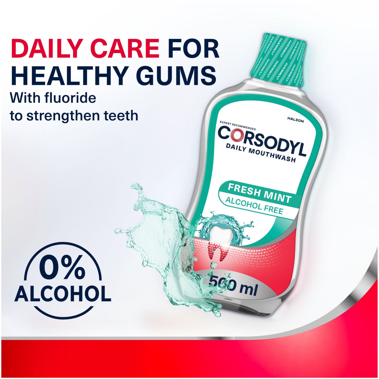 Corsodyl Alcohol Free Fresh Mint Mouthwash 500ml - British product