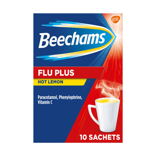 Beechams Flu Plus Hot Lemon 10 Sachets GOODS ASDA   