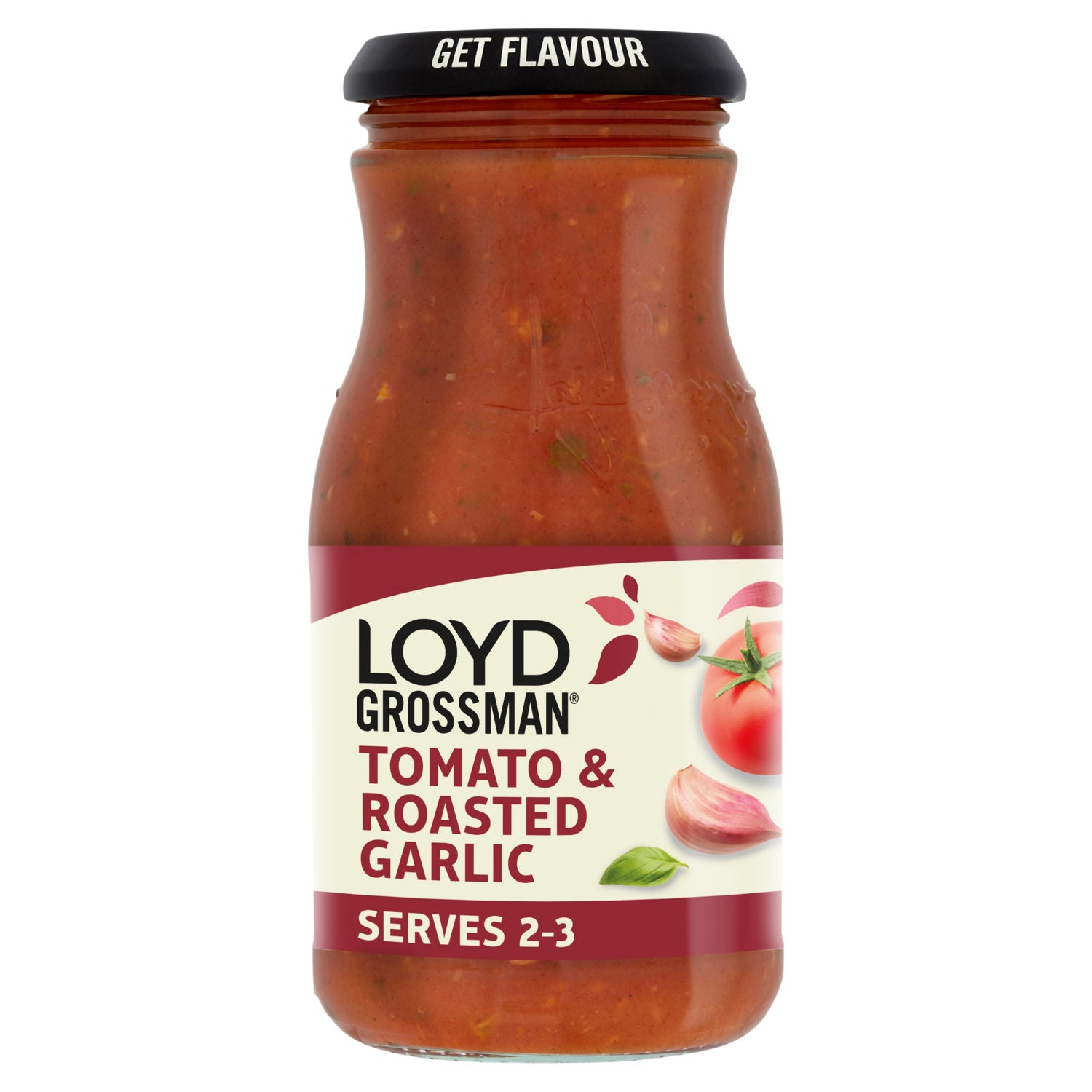 Loyd Grossman tomato and roasted garlic sauce 350g, UK version