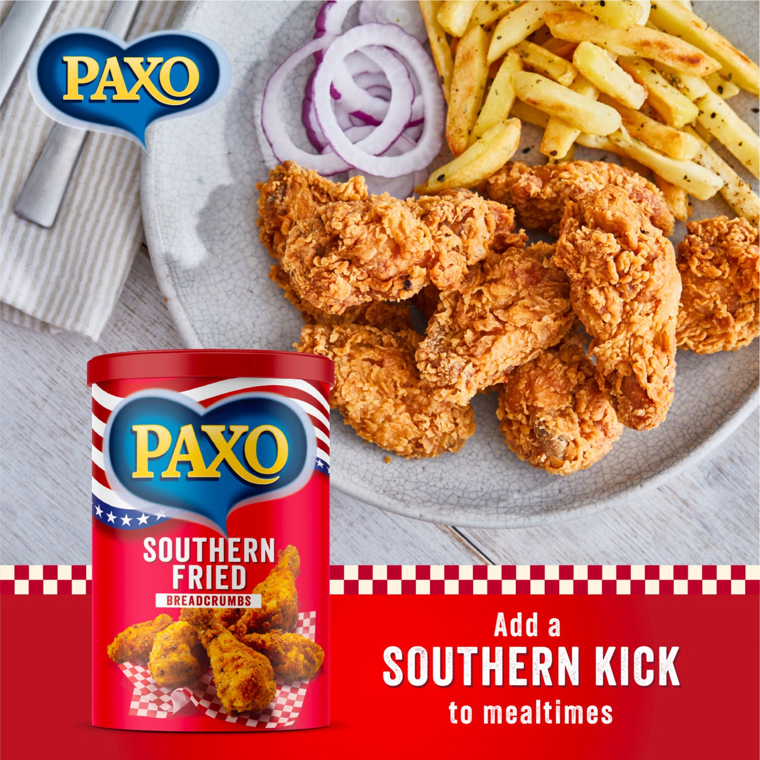 Paxo Southern Fried Breadcrumbs 210g, imported from the UK