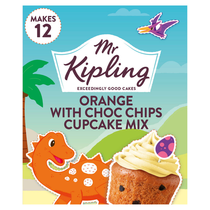 Mr Kipling Dinosaur Orange Flavoured Choc Chip Cupcake Mix 270g GOODS ASDA   