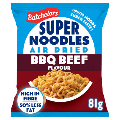 ASDA Batchelors Super Noodles Air Dried Low Fat BBQ Beef Flavour Instant Noodles 81g- Buy online at McGrocer