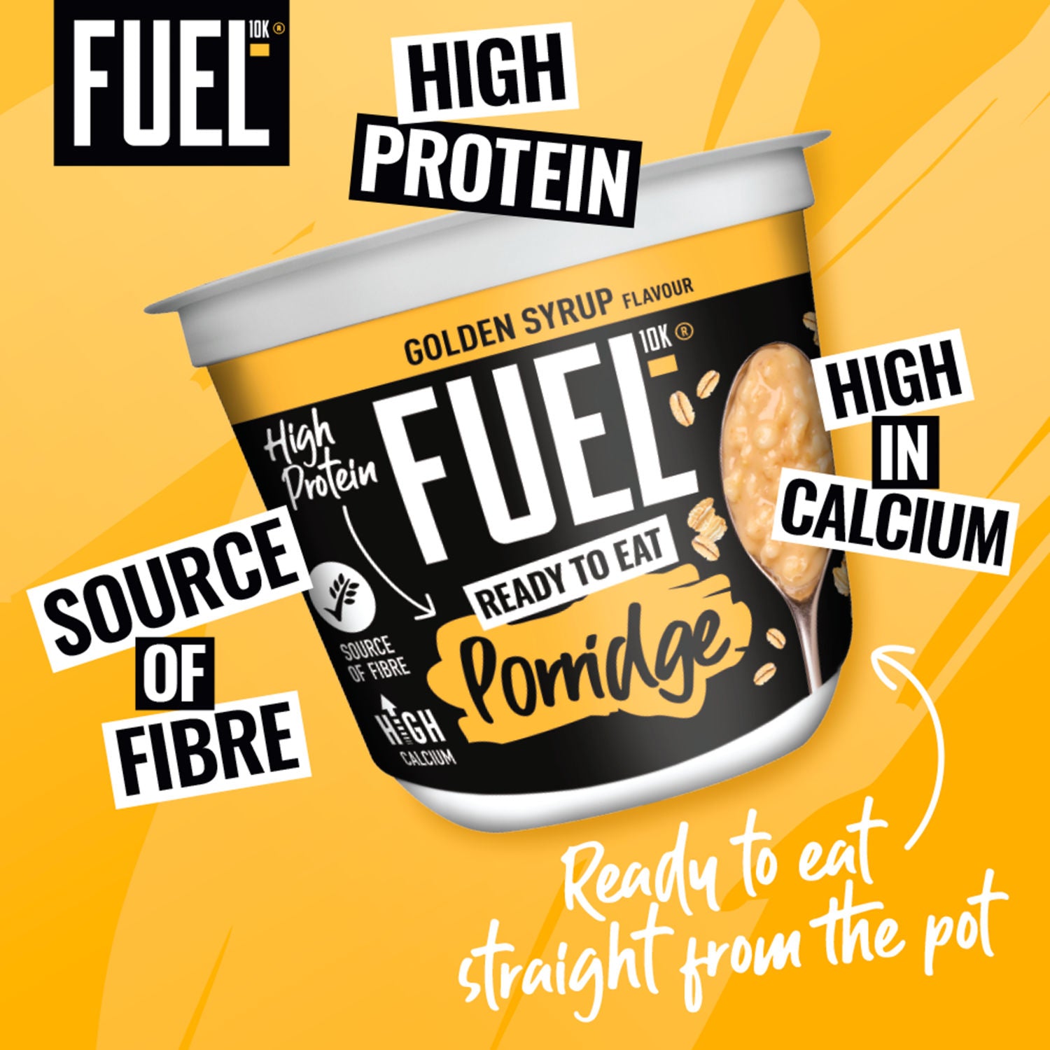 FUEL10K protein porridge pot golden syrup 210g, imported from the UK