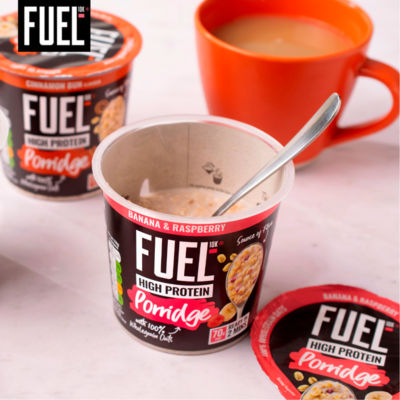 Fuel10K porridge pot banana & raspberry 70g, imported from the UK