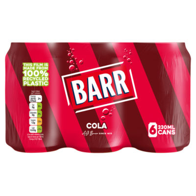 Barr cola fizzy drink 6 pack 330ml cans - British product