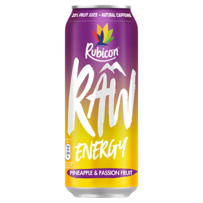 ASDA Rubicon Raw Energy Pineapple & Passion Fruit Energy Drink 500ml- Buy online at McGrocer