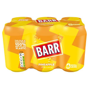 Barr Pineapple sparkling soft drink 6 x 330ml - British product