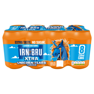 ASDA IRN-BRU Xtra Unicorn Tears Flavour Carbonated Soft Drink 8 x 330ml- Buy online at McGrocer