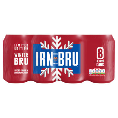 Irn-Bru Winter Bru spiced ginger cinnamon soft drink 330ml (British brand)