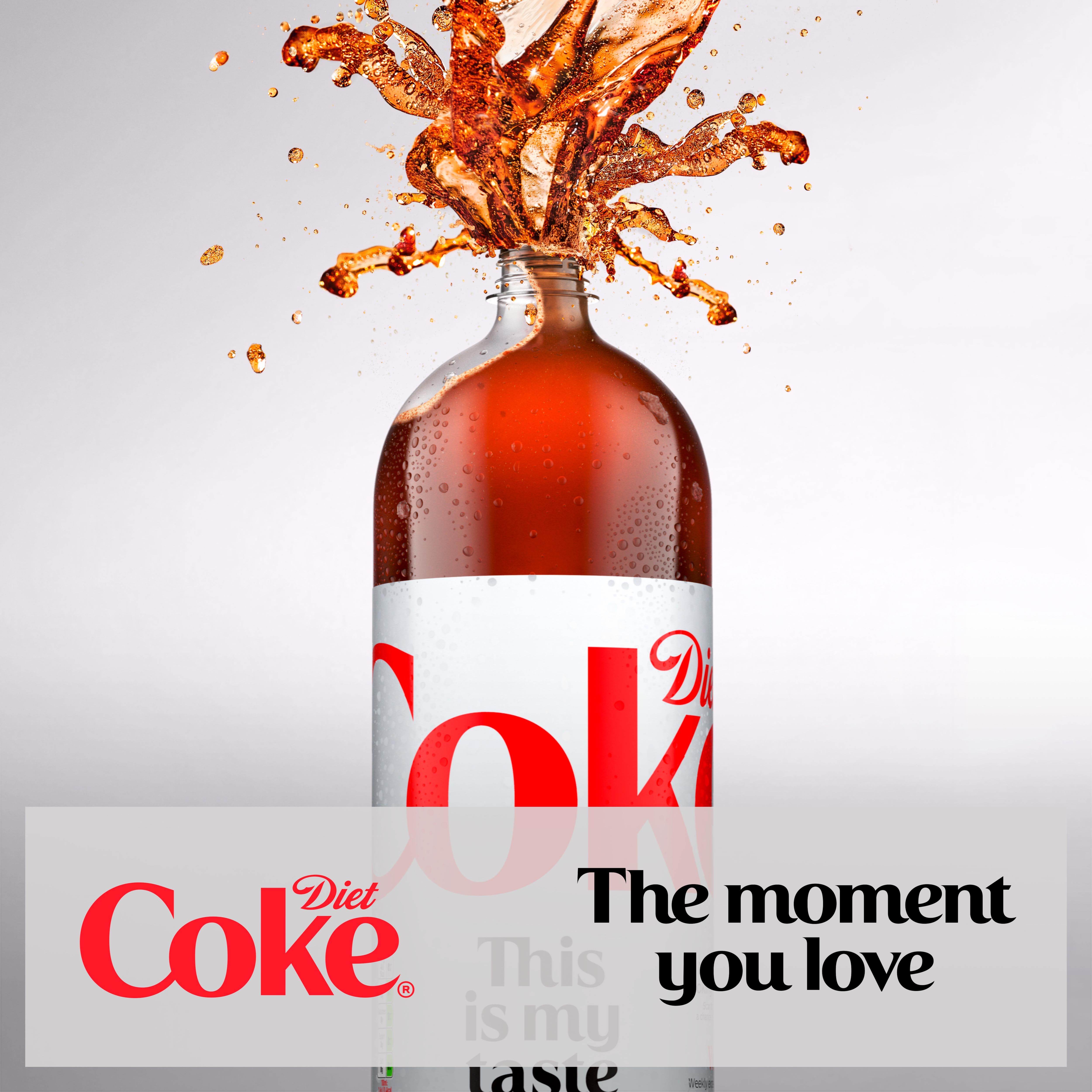 Diet Coke low calorie cola 1.25L bottle, imported from the UK