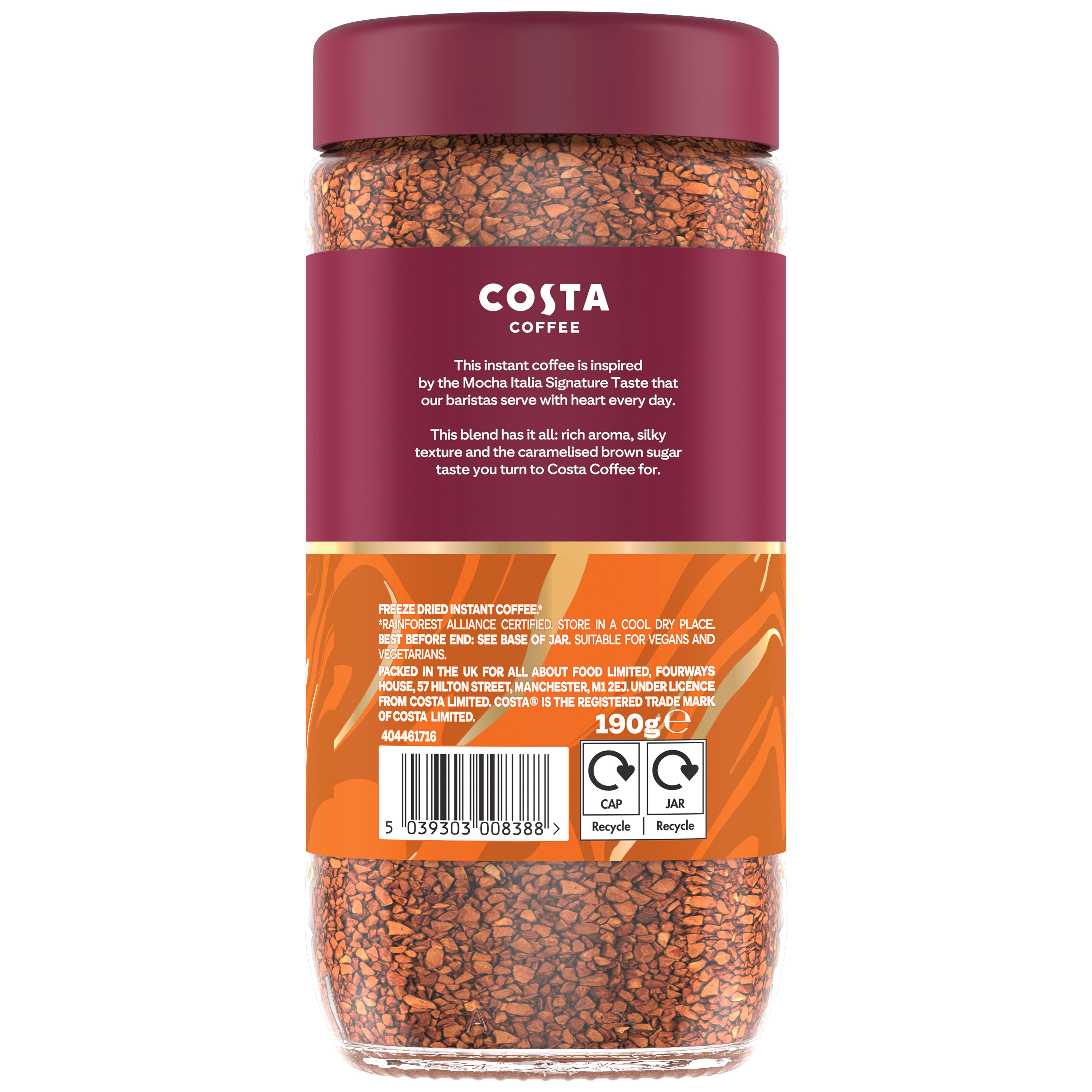 Costa Coffee smooth medium blend instant coffee 190g - British product