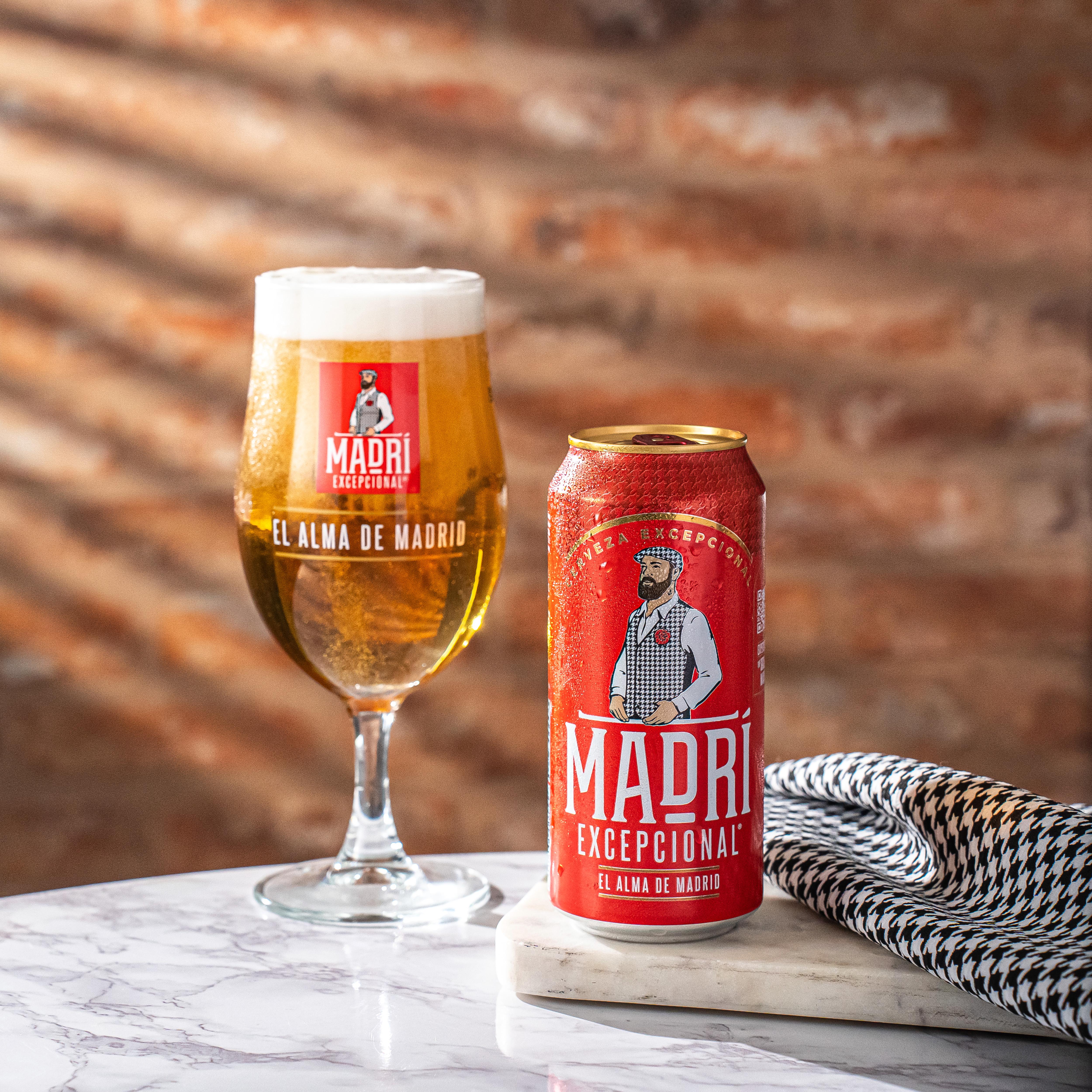 Madri Excepcional premium lager beer cans 4x440ml (British brand)
