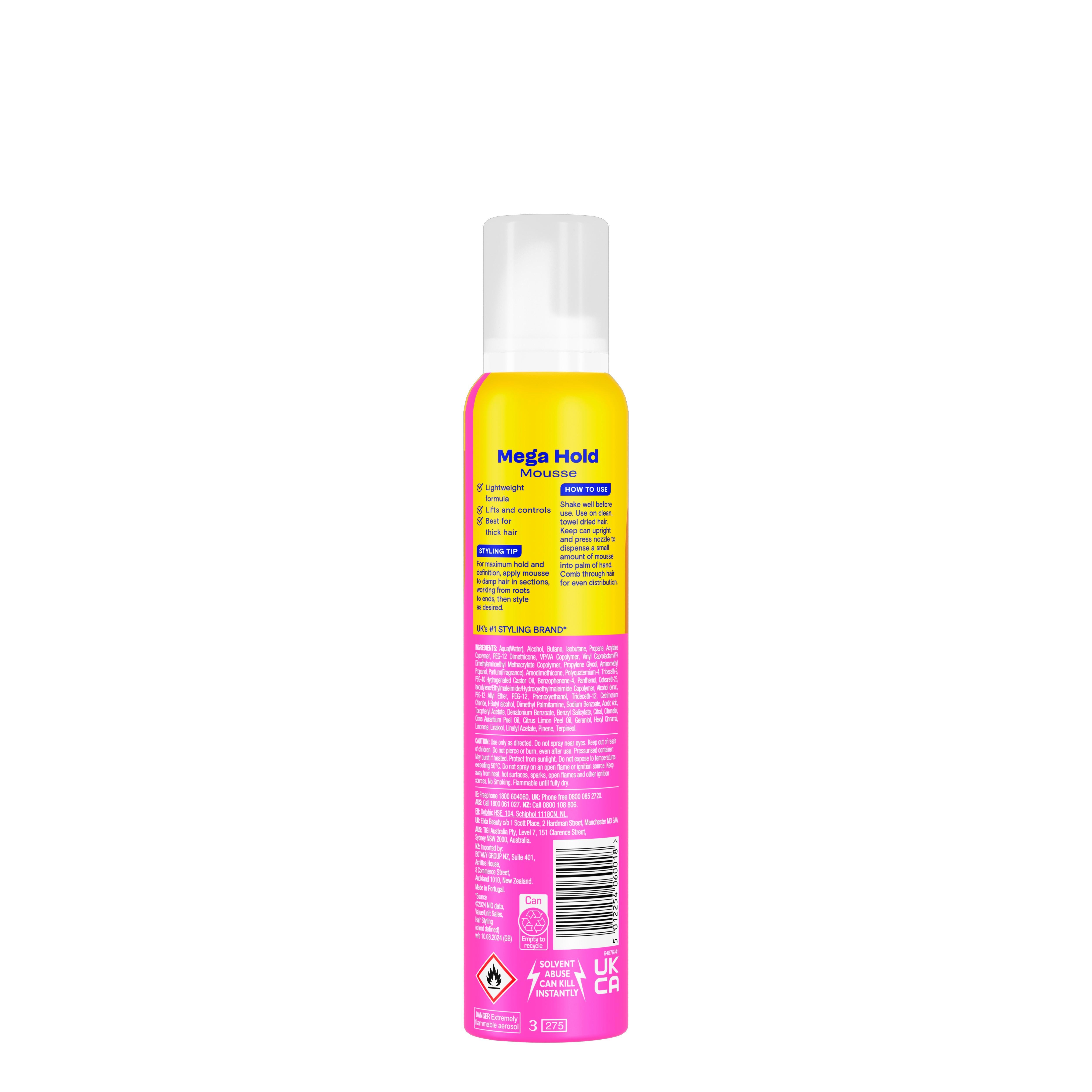VO5 Mega Hold Hair Mousse 200ml aerosol (British brand)