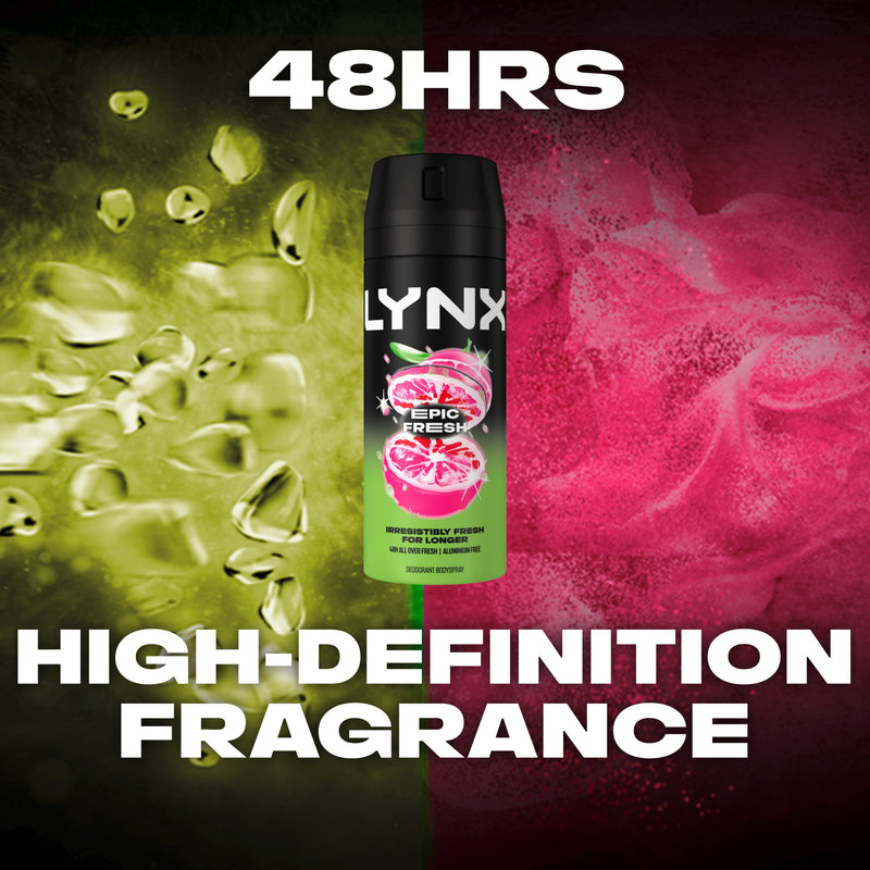 Lynx Epic Fresh deodorant body spray 150ml, imported from the UK