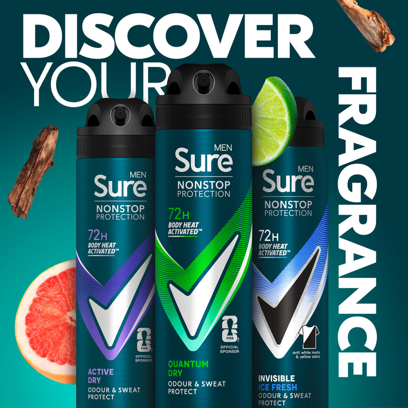 Sure Men Quantum Dry antiperspirant deodorant 150ml, imported from the UK