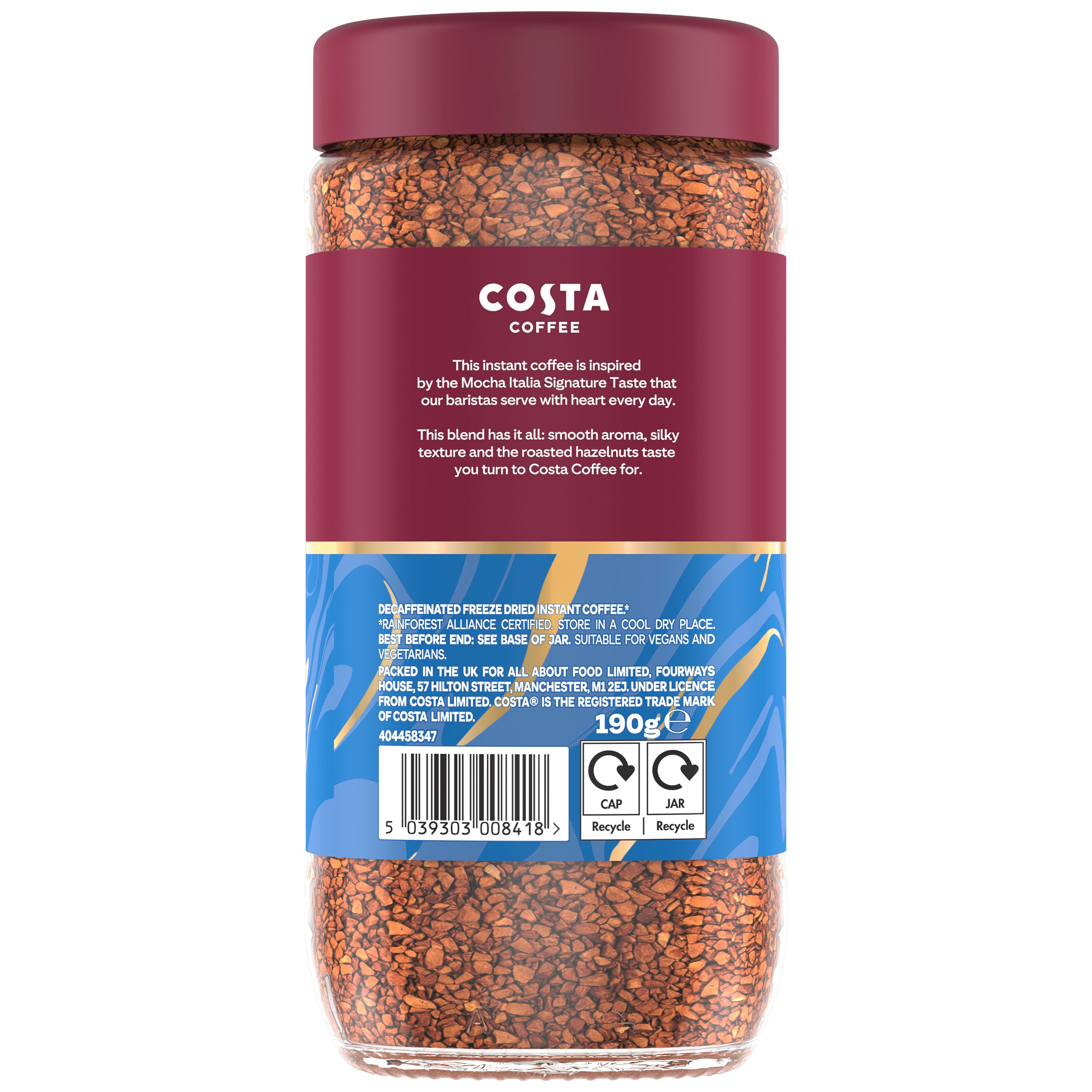 Costa Coffee instant coffee Smooth Decaf Blend 190g (British brand)