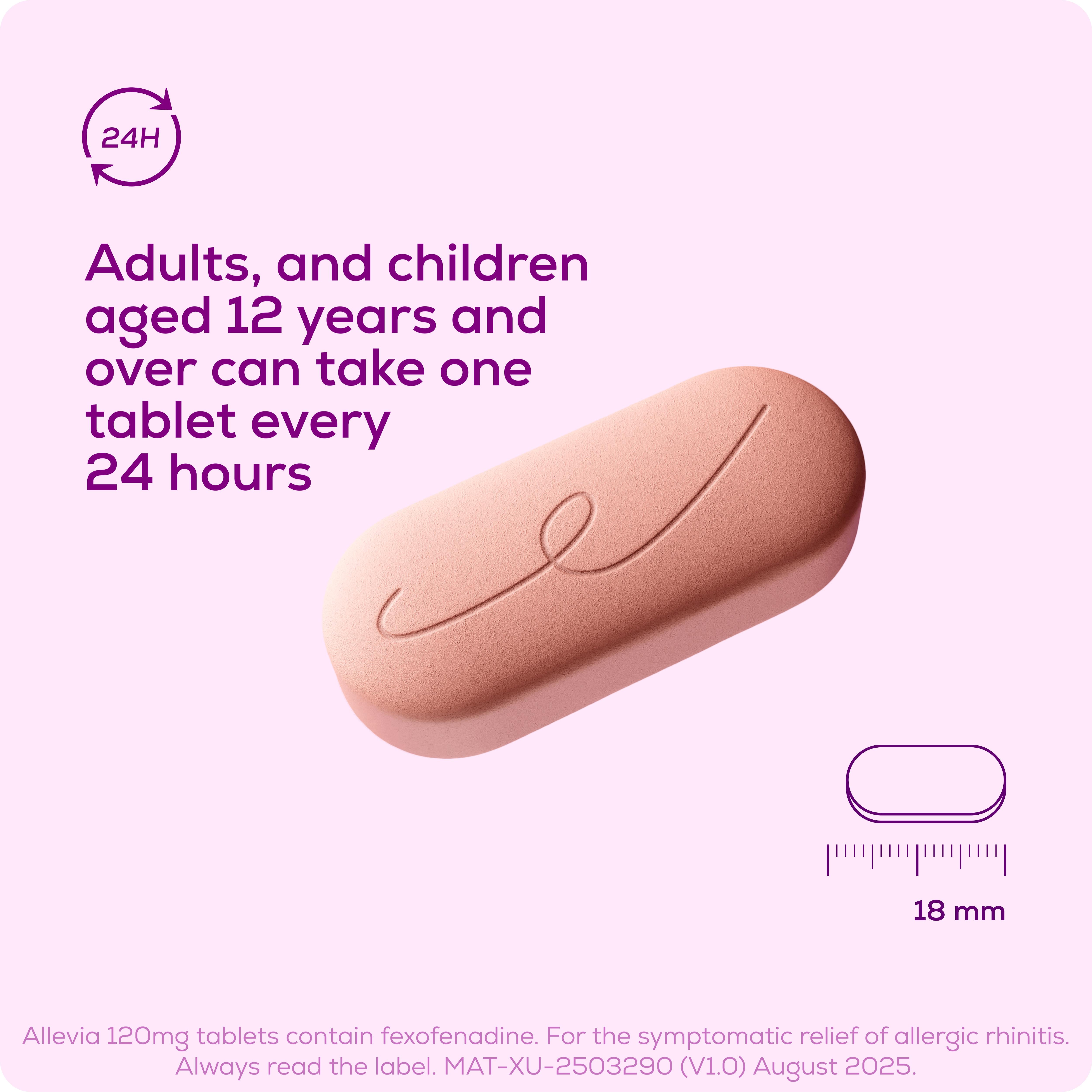 Allevia allergy relief tablets 120mg x30 - British product