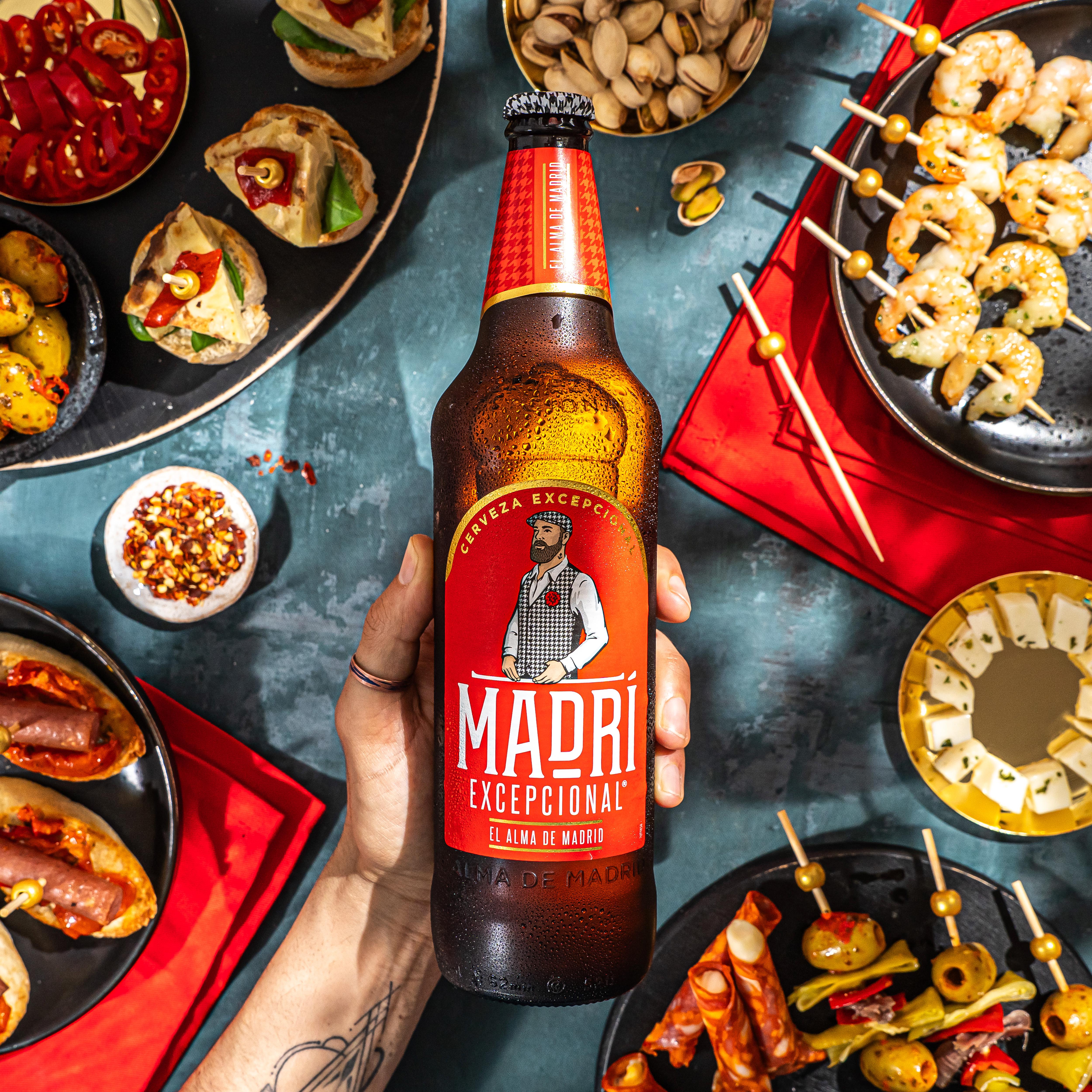 Madri Excepcional premium lager beer 660ml bottle (British brand)