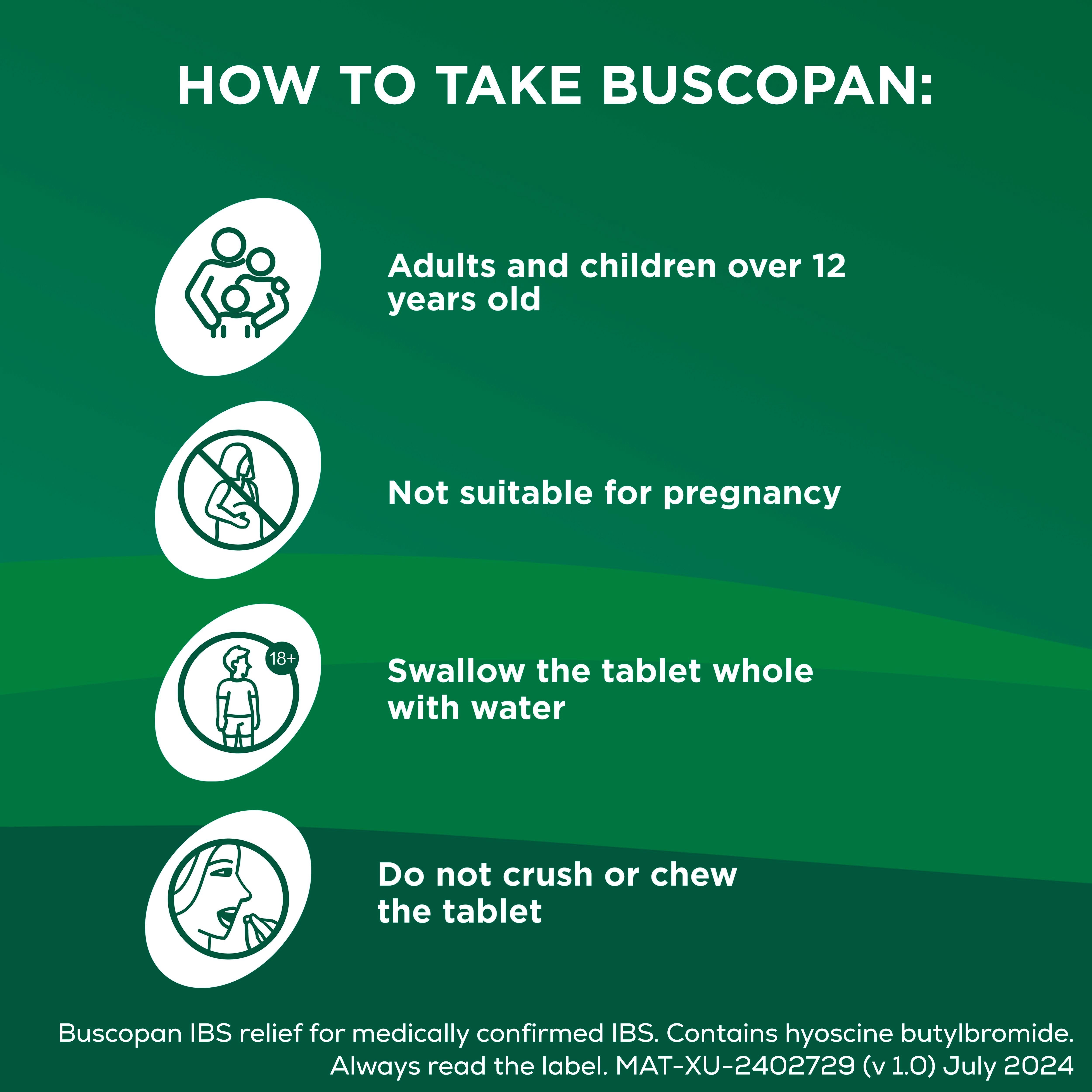 Buscopan IBS pain relief tablets 40 count, imported from the UK