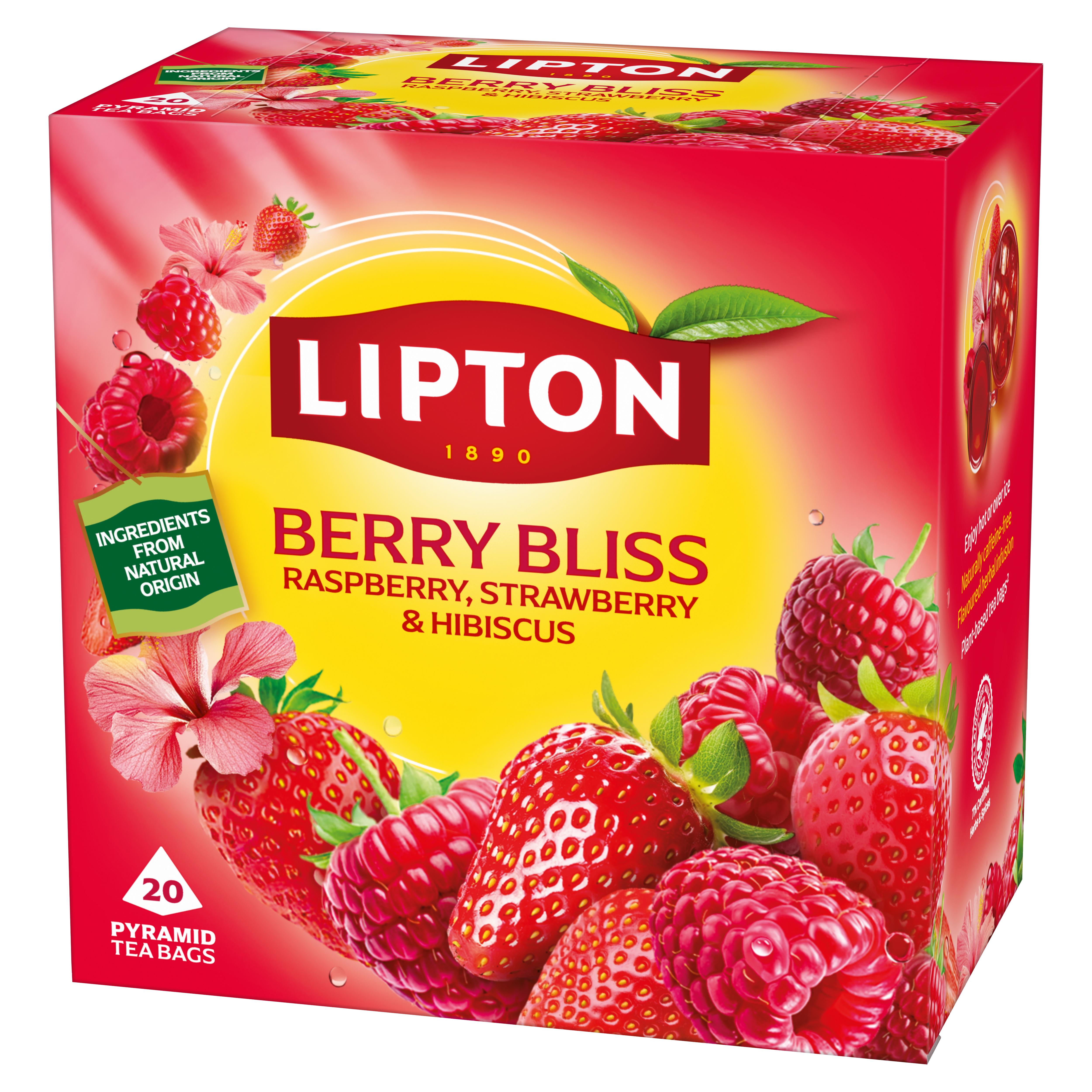 Lipton Berry Bliss herbal tea bags 20 x 2.1g, imported from the UK