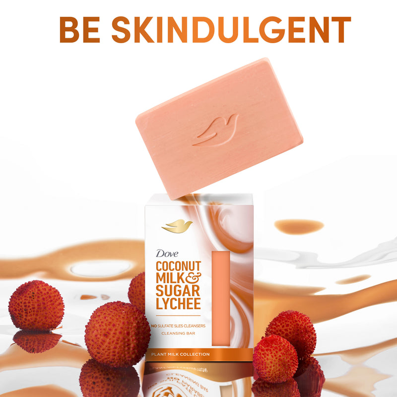 Dove Coconut Milk Sugar Lychee Cleansing Bar 141g, imported from the UK