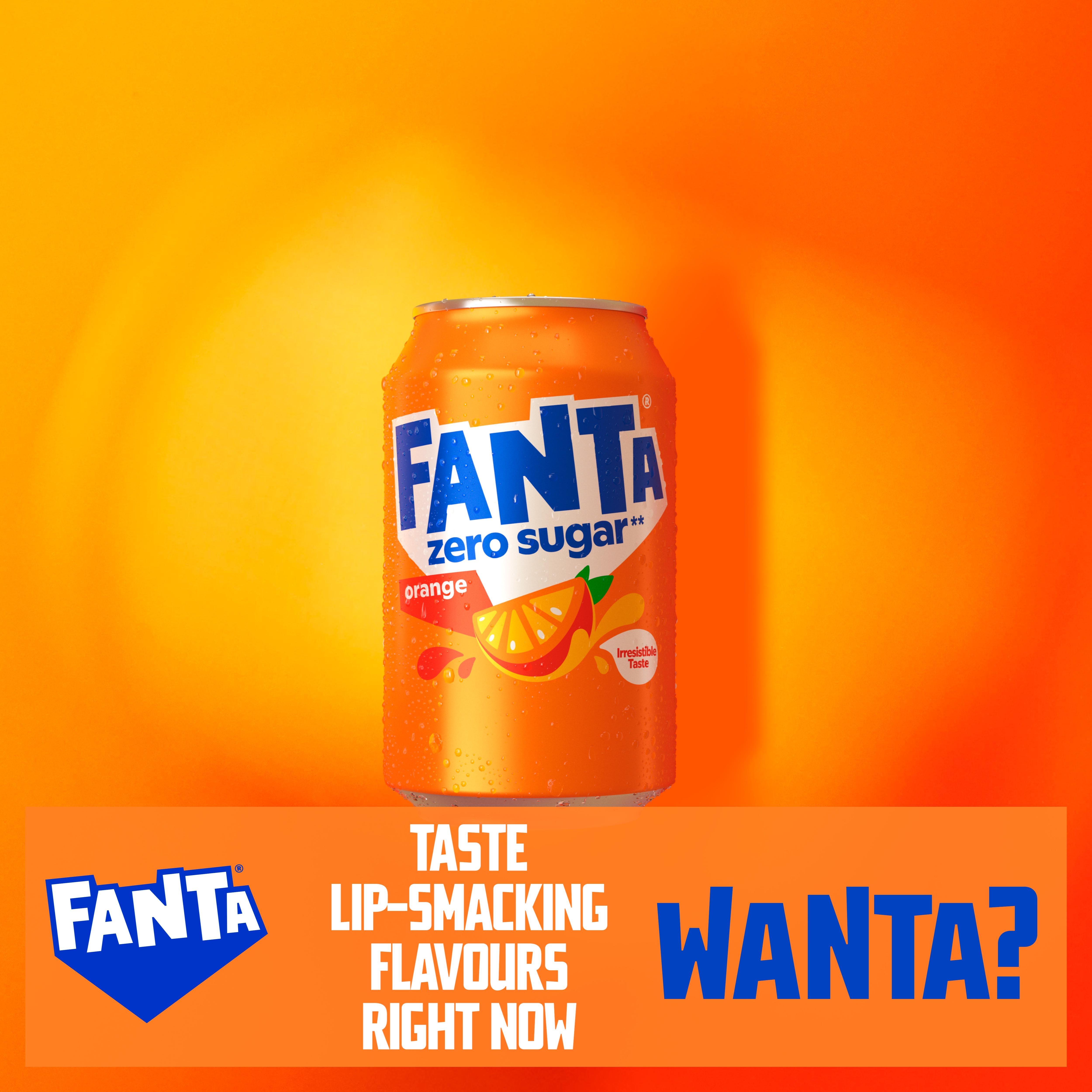 Fanta Orange Zero soft drink 24 pack 330ml - British product