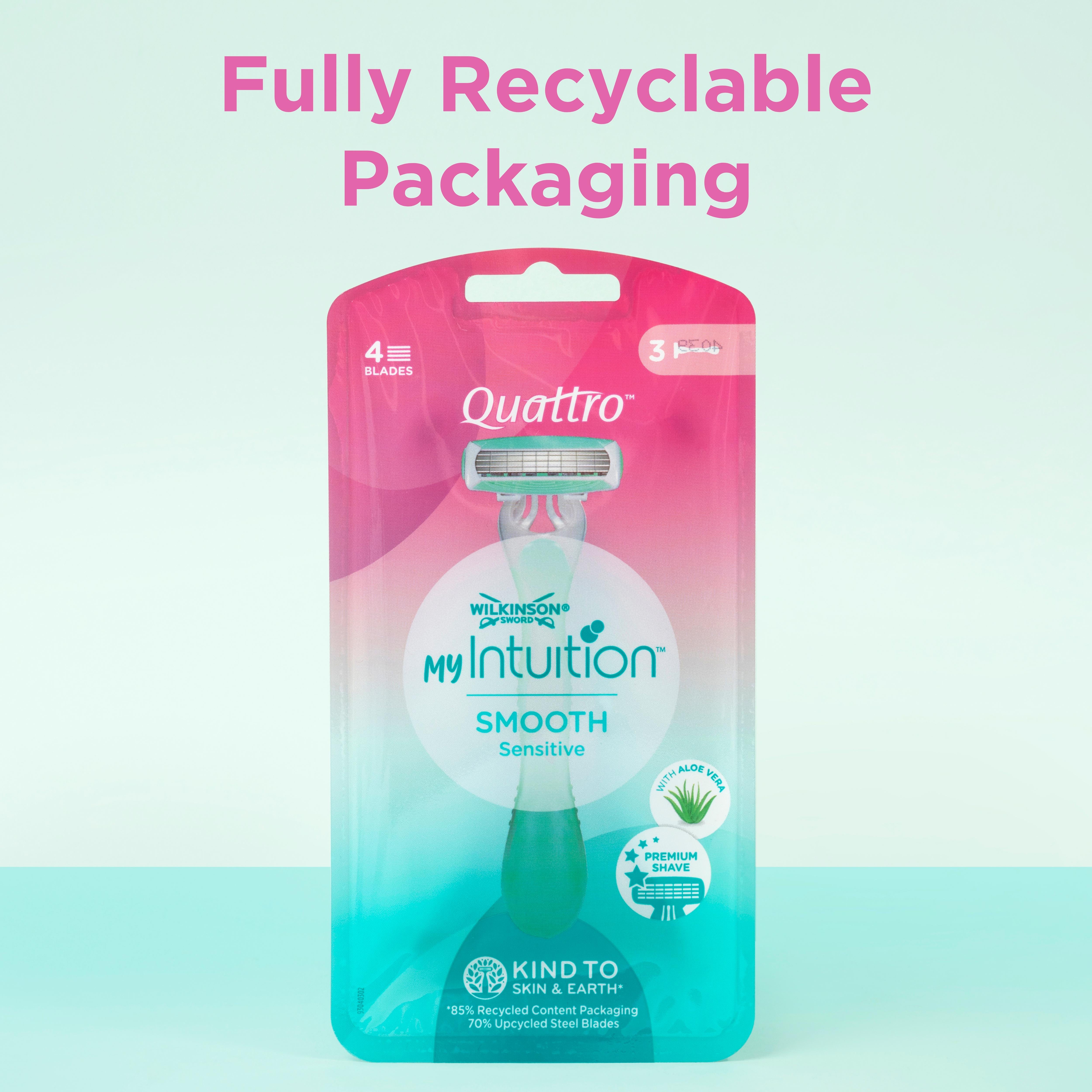 Wilkinson Sword Intuition Quattro women's disposable razors x4, UK version