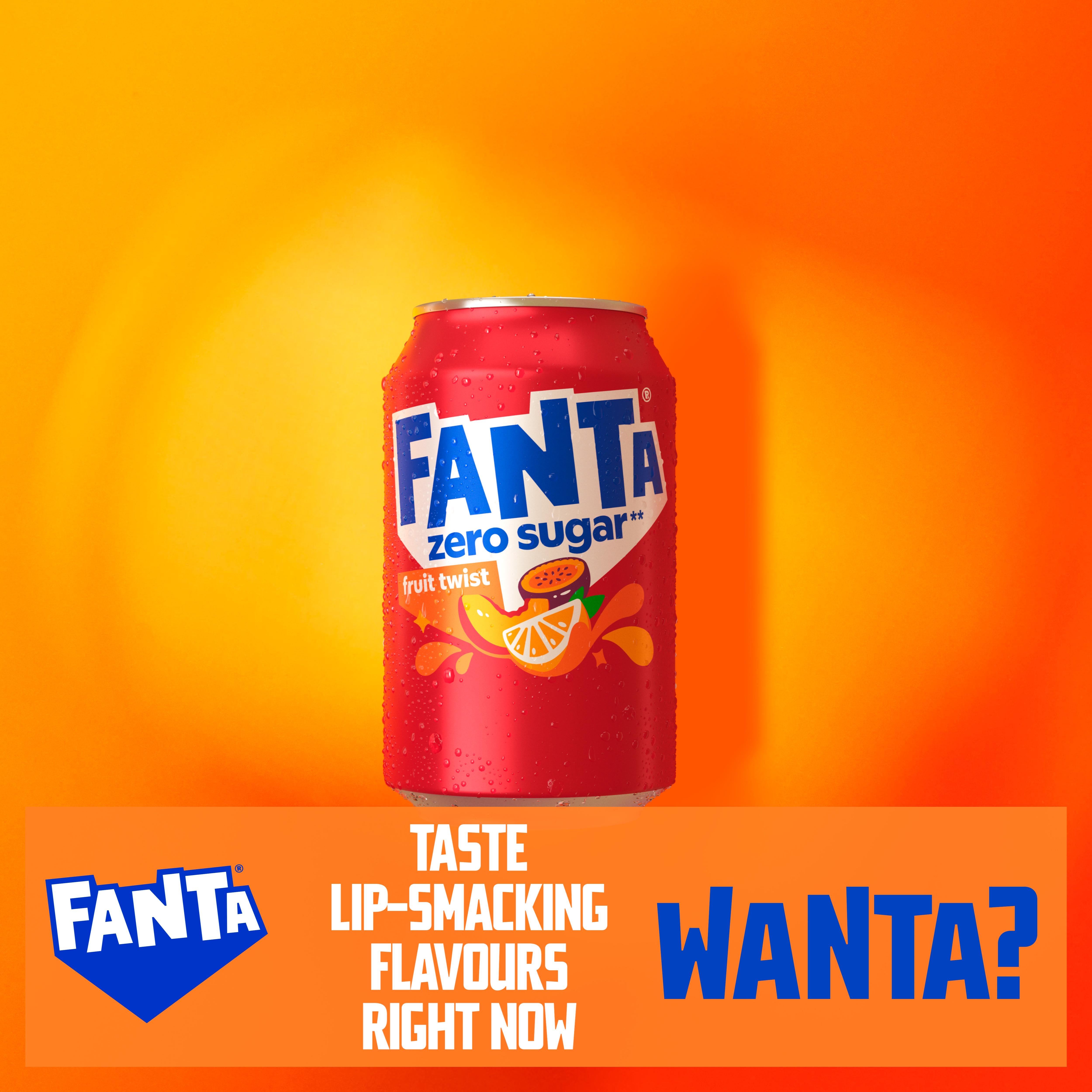 Fanta Fruit Twist Zero mixed fruit fizzy drink 8x330ml - British product