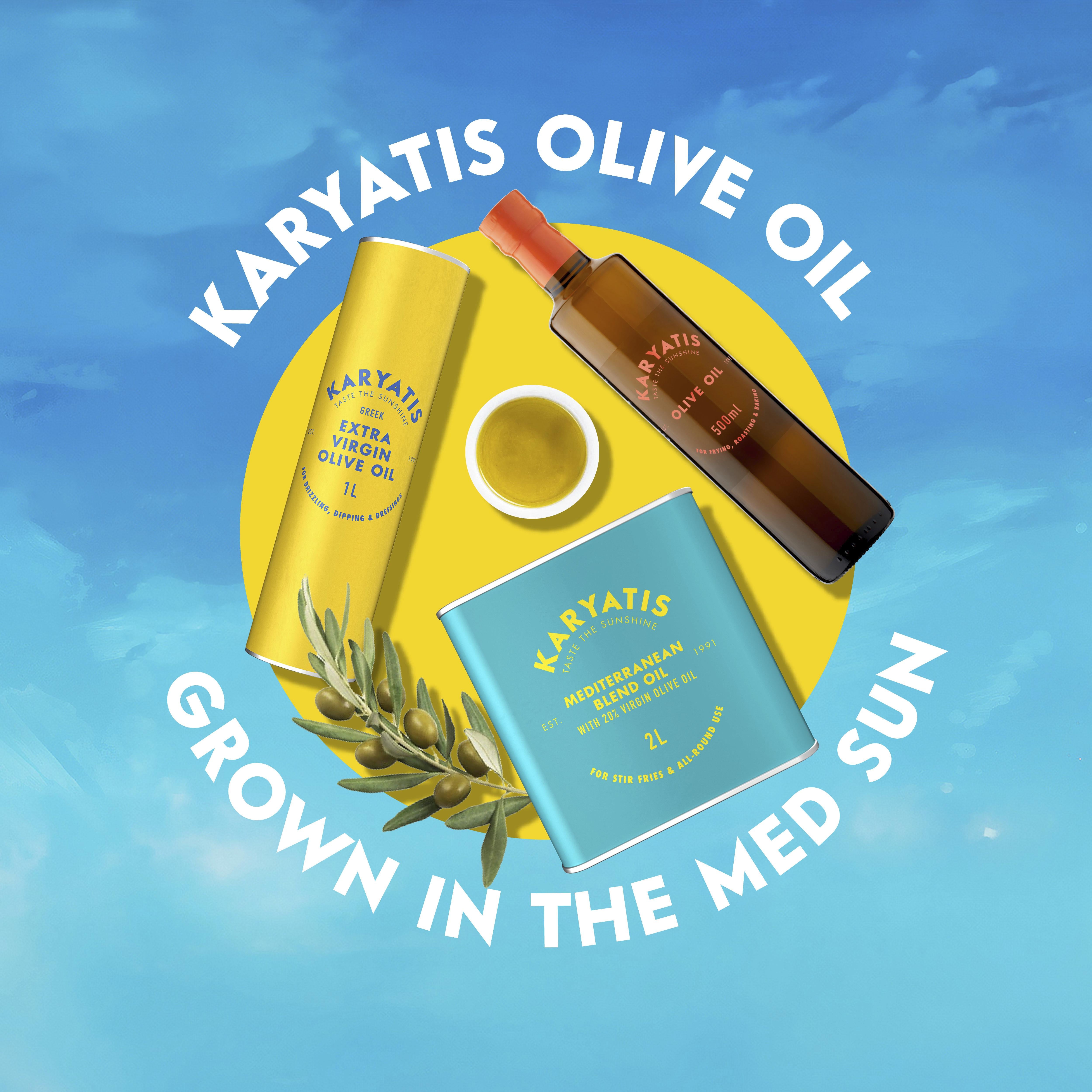 Karyatis olive oil cooking blend 500ml bottle, UK version