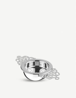 Arthur Price silver-plated tea strainer with drip cup, imported from the UK