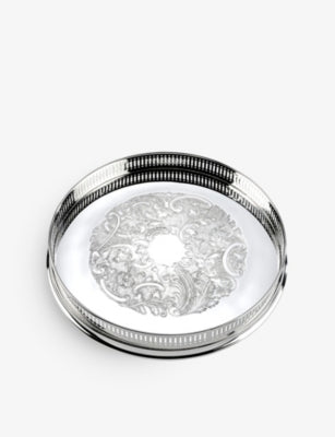 Arthur Price embossed silver-plated tray 28cm (British brand)