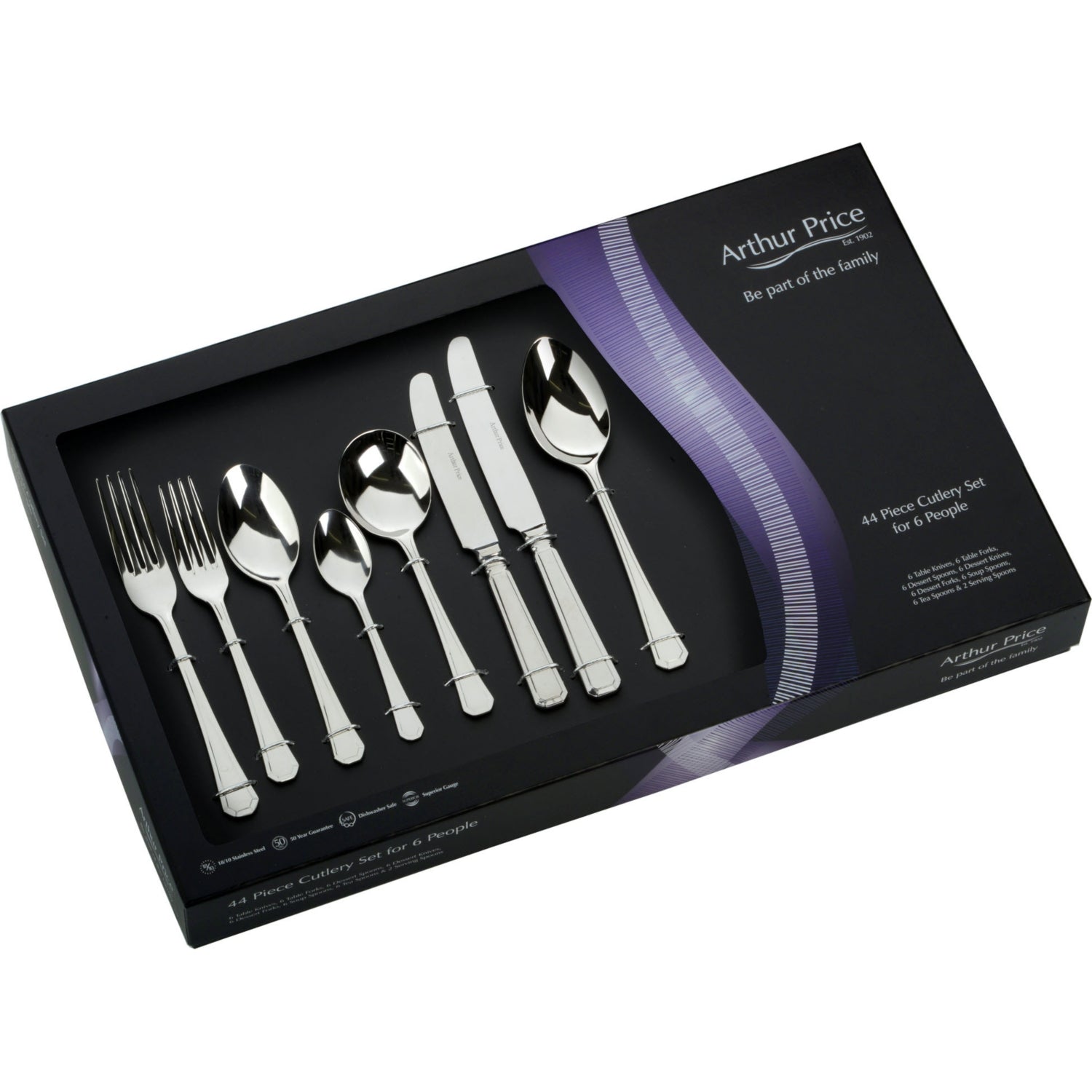 Arthur Price Grecian stainless steel cutlery set 44 piece (British brand)