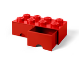 LEGO 8-Stud Red Storage Brick Drawer with 2 Drawers, imported from the UK