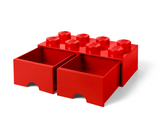 LEGO 8-Stud Red Storage Brick Drawer with 2 Drawers, imported from the UK