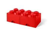 LEGO 8-Stud Red Storage Brick Drawer with 2 Drawers, imported from the UK
