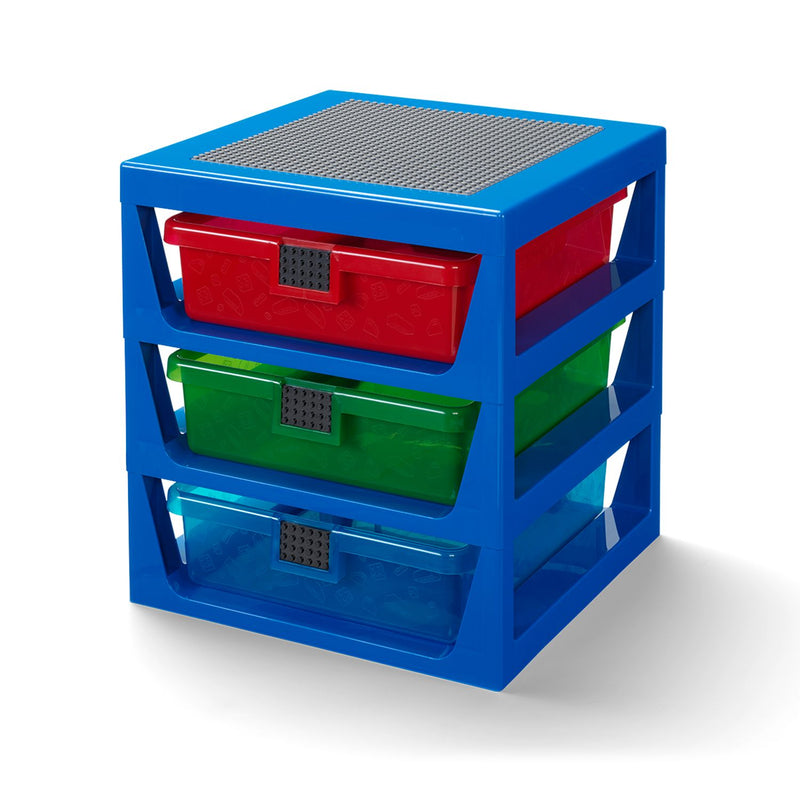 LEGO Storage Rack 3 Drawer Transparent Blue 37cm imported from the UK