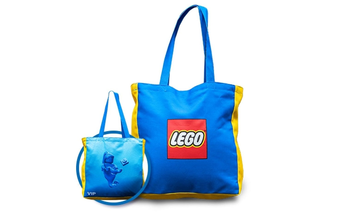 LEGO blue and yellow reversible canvas bag with VIP characters - British product