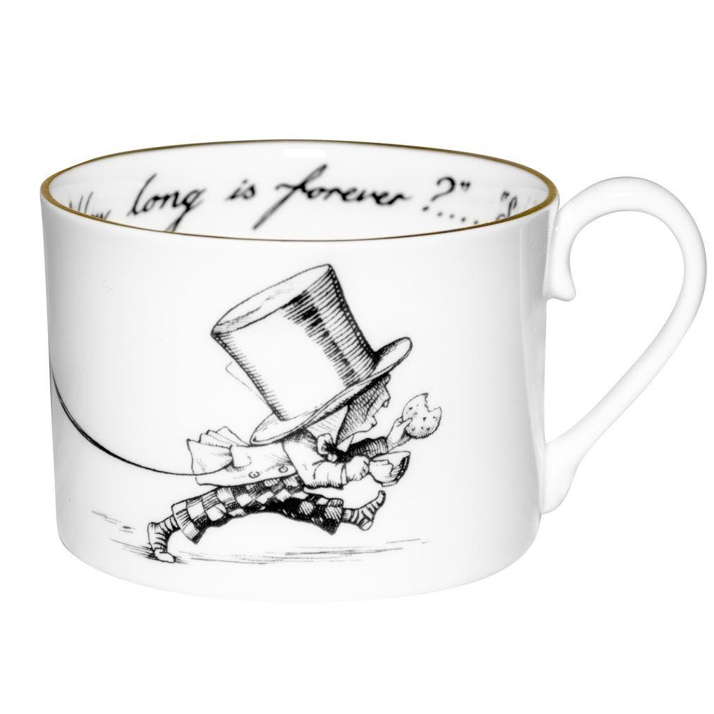 Rory Dobner Mad Hatter teacup saucer bone china, imported from the UK