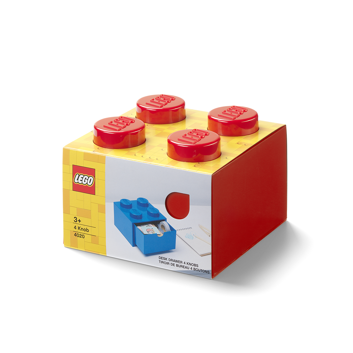 4-Stud Desk Drawer - Red