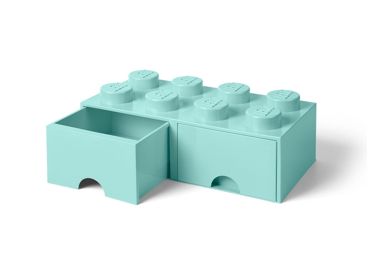 8-Stud Brick Drawer - Aqua Blue