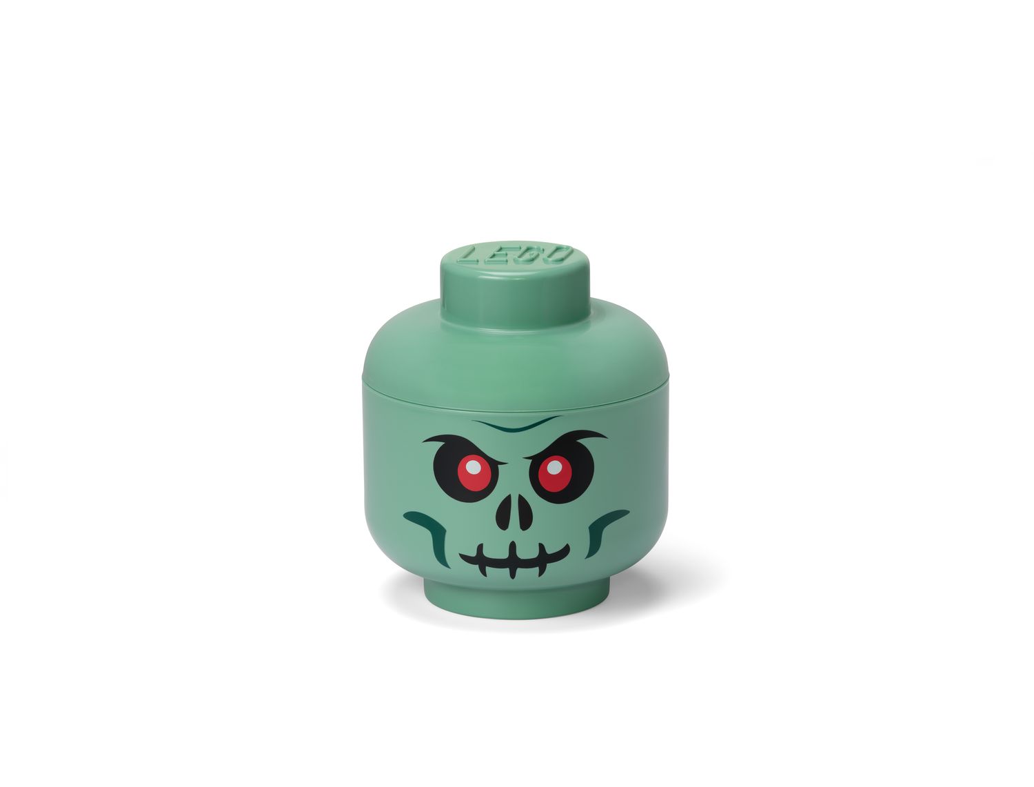 LEGO Small Skeleton Storage Head Green plastic container 18cm (British brand)