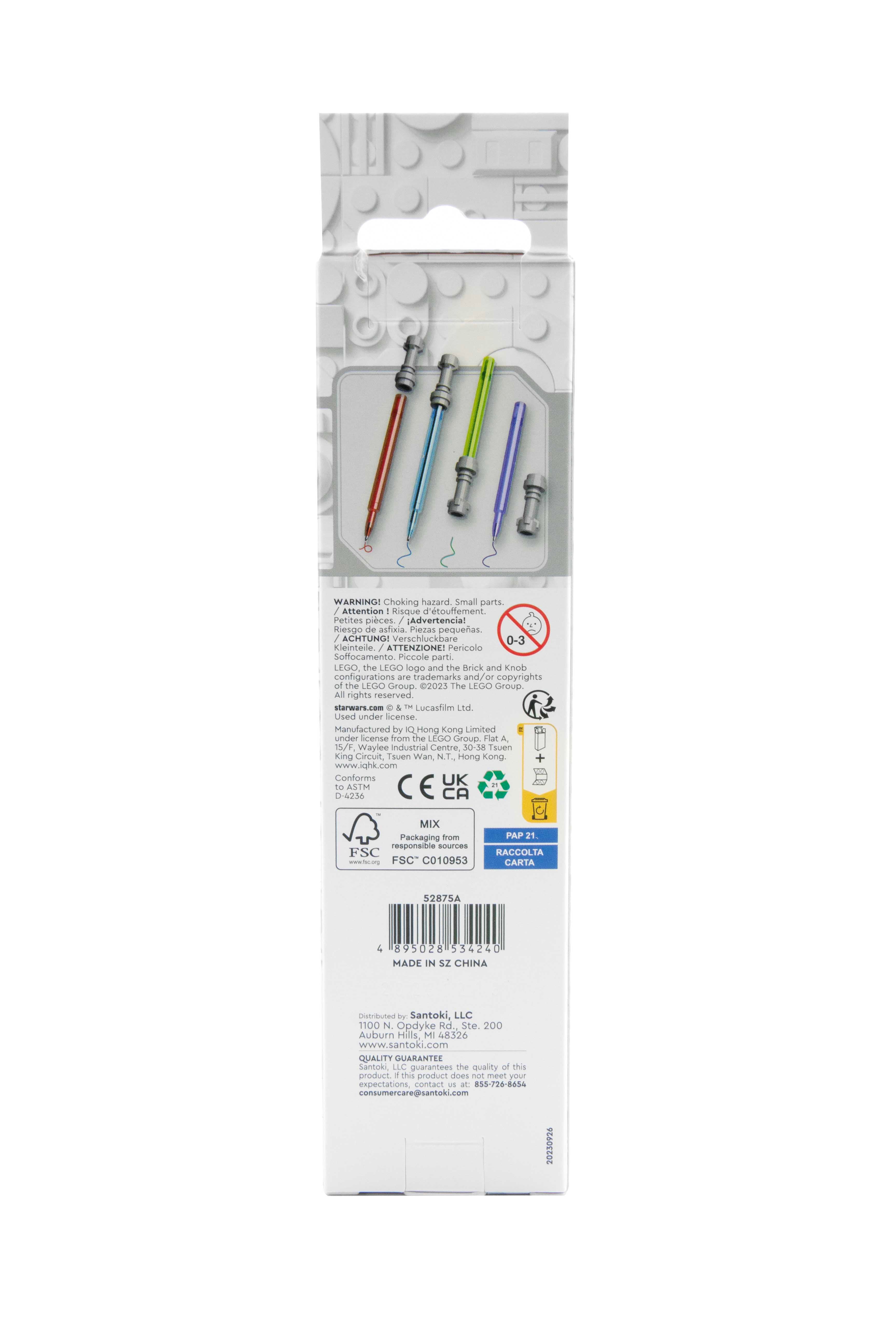 LEGO Lightsaber Gel Pens 4 Pack imported from the UK