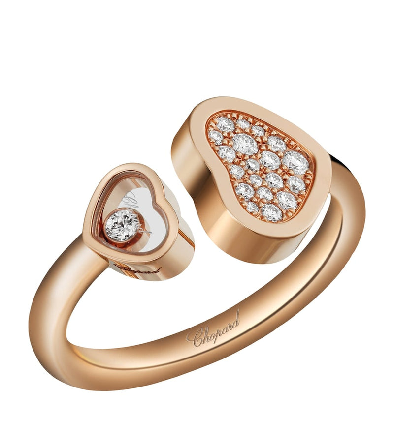 Chopard rose gold diamond Happy Hearts ring, imported from the UK