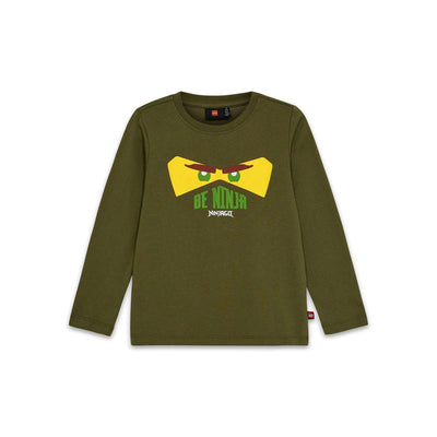 T-shirt à manches longues LEGO NINJAGO pour enfants, kaki foncé