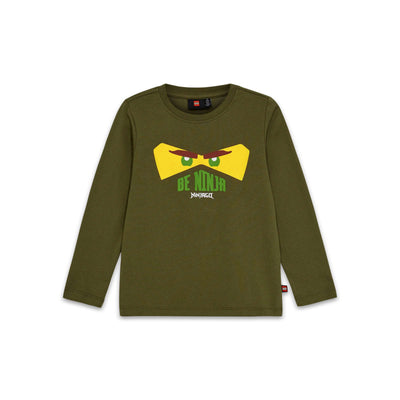 T-shirt à manches longues LEGO NINJAGO pour enfants, kaki foncé