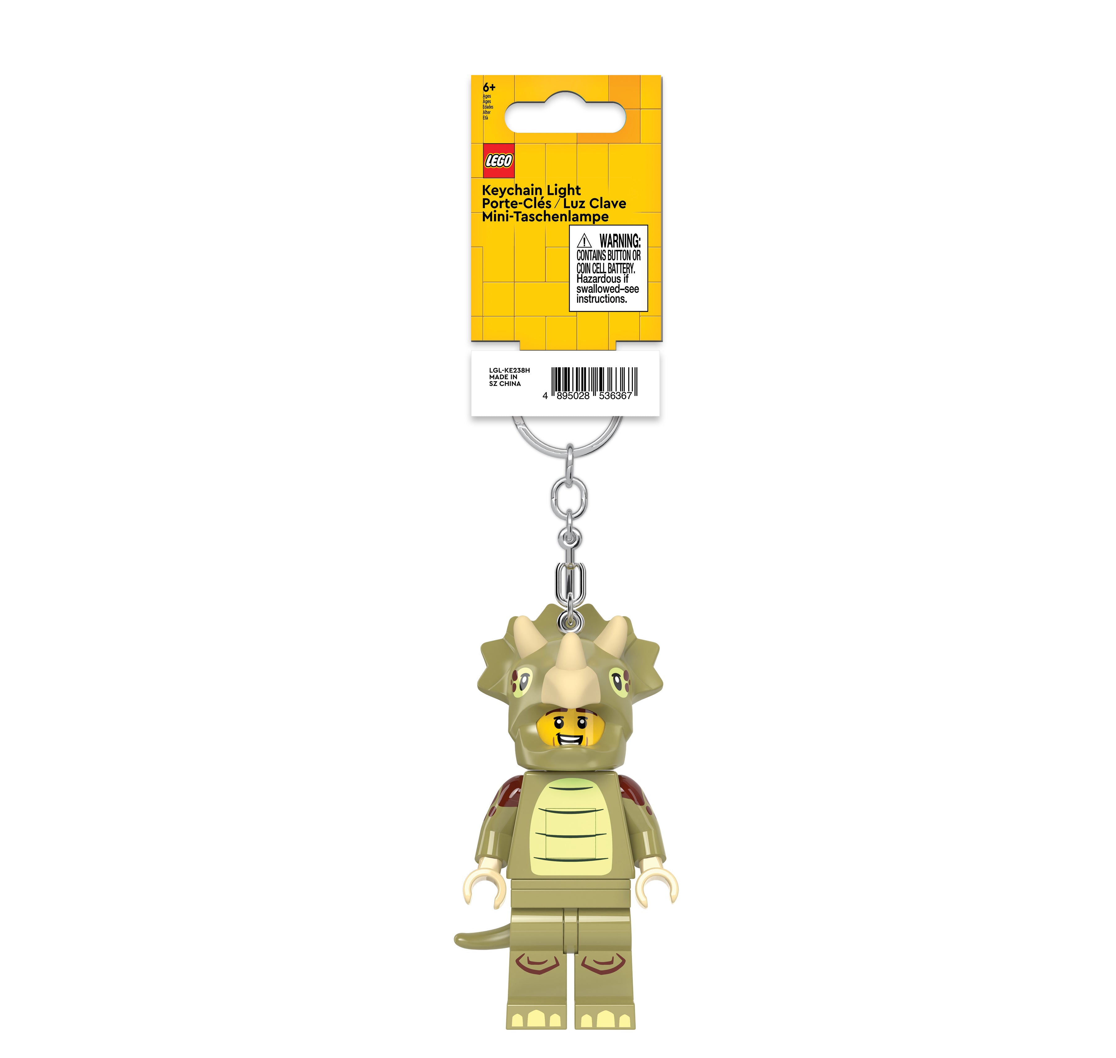 LEGO Triceratops costume key light with LED lights, UK version