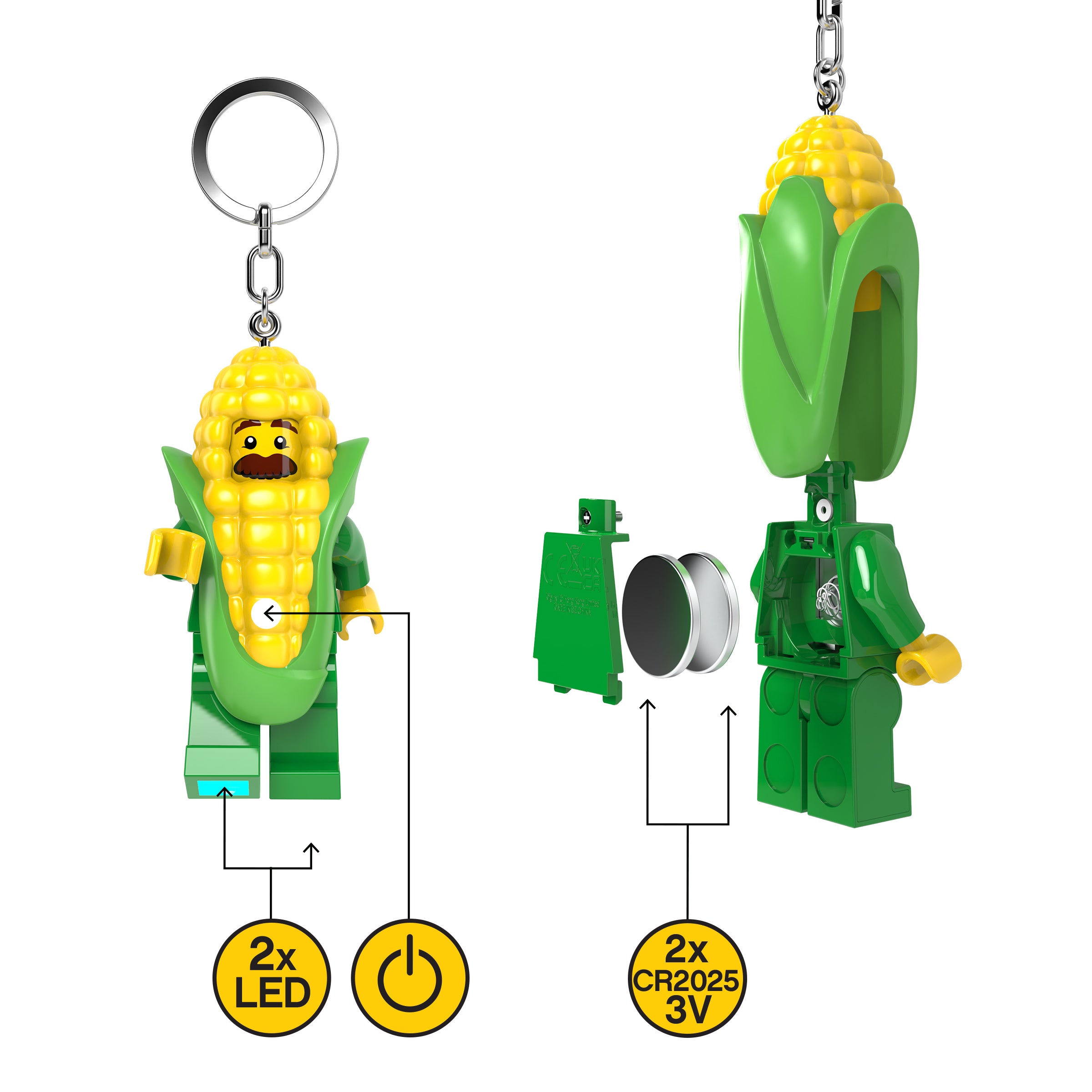 LEGO Corn Cob Guy key light with LED lights, imported from the UK