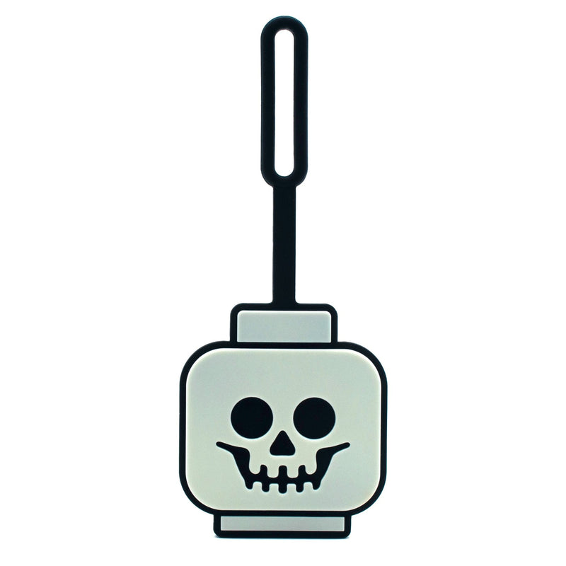 LEGO glow-in-the-dark skeleton bag tag, UK version