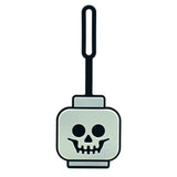 LEGO glow-in-the-dark skeleton bag tag, UK version